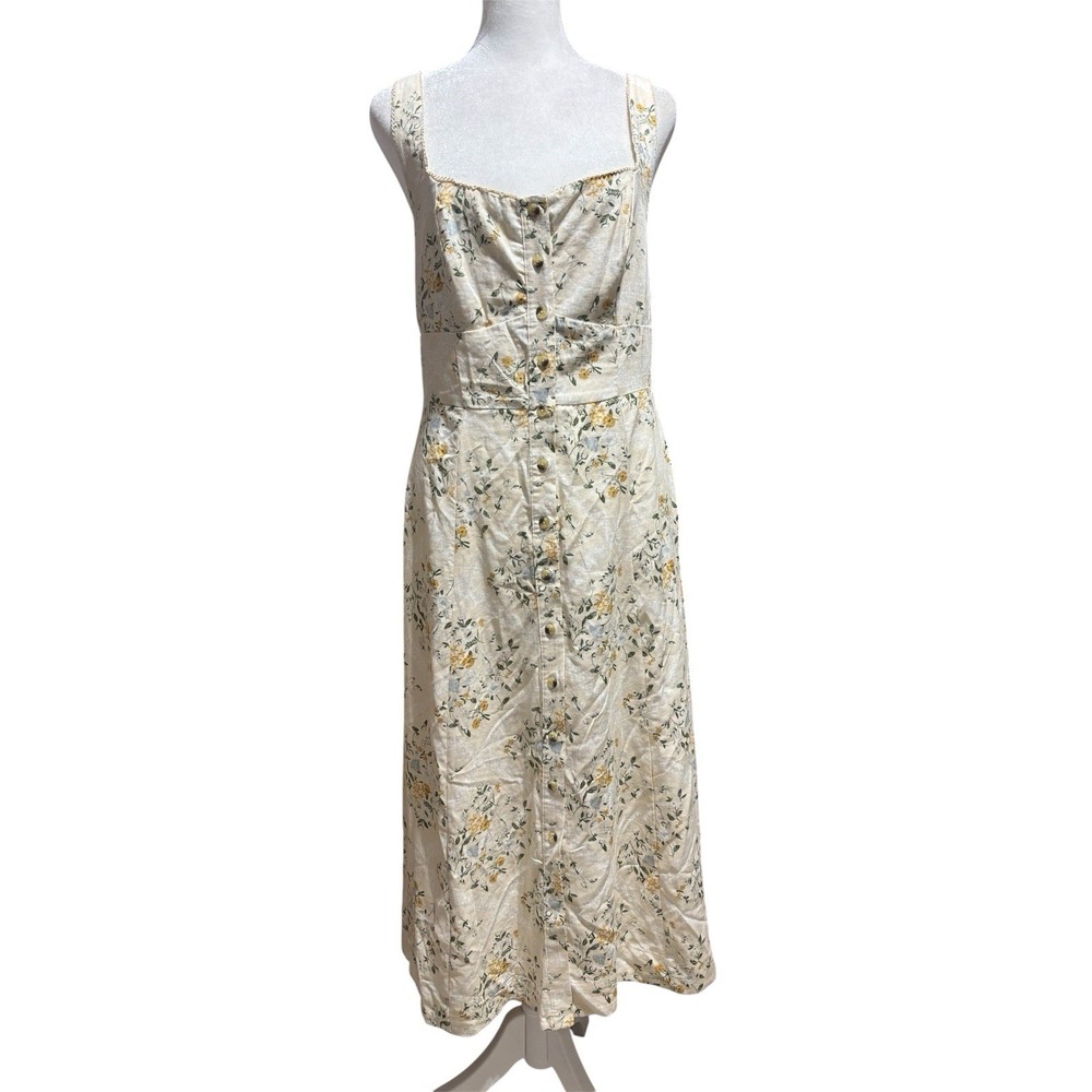 Wild Fable Women's S Sleeveless Floral Button Front Midi A Line Dress Summer